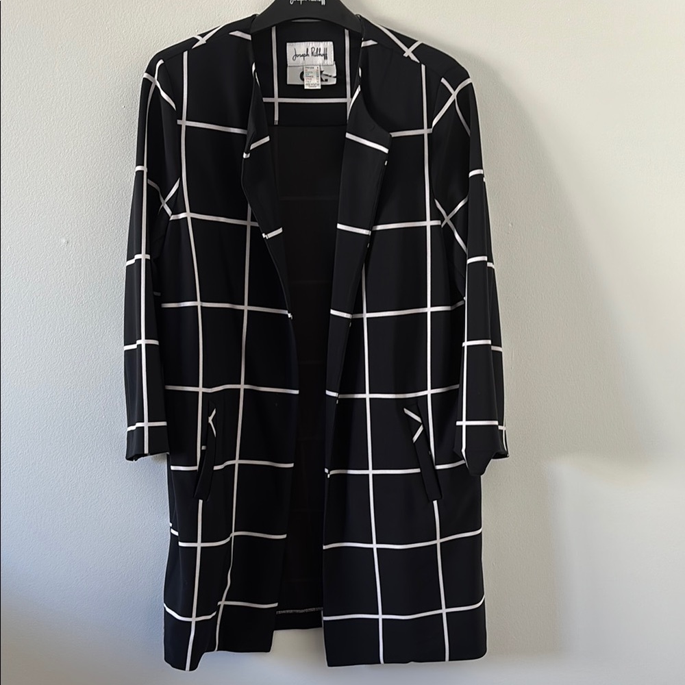 Joseph Ribkoff Black and White Grid Pattern Blazer